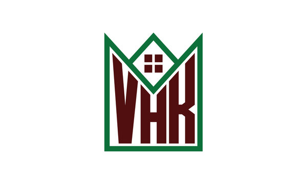 VHK initial letter real estate builders logo design vector. construction, housing, home marker, property, building, apartment, flat, compartment, business, corporate, house rent, rental, commercial