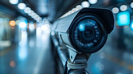 Advanced security system with CCTV cameras monitoring and online network connection. Concept CCTV Cameras, Online Network Security, Remote Monitoring, Advanced Security System