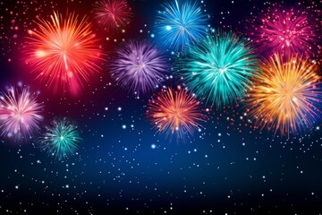Fototapeta na wymiar Colorful Fireworks Display Lighting Up the Night Sky During a Festive Celebration