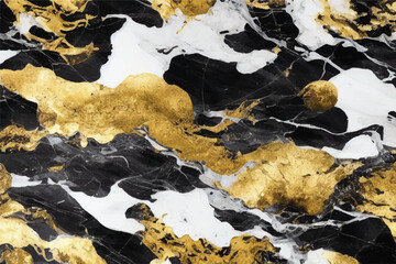 Abstract grey art with gold accents, featuring a marble backdrop adorned with exquisite smudges and stains created using golden pigment and alcohol ink. Black and golden marble background. Marble tile