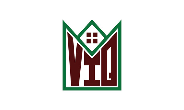 VIQ initial letter real estate builders logo design vector. construction, housing, home marker, property, building, apartment, flat, compartment, business, corporate, house rent, rental, commercial