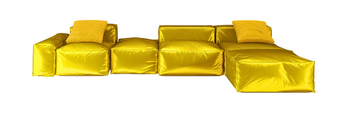 Gold color sofa for living room. transparent background. 3D render