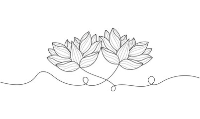 Lotus flower in black and white color line art style