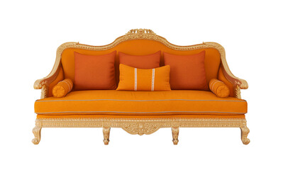Classic orange sofa with transparent background. 3D render