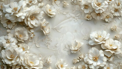 Baroque abstract style white floral pattern painted texture background for a wedding card.