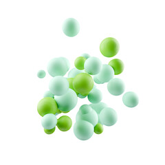green 3d metaball spherical particles on transparent background