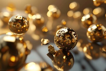 Golden Soccer Ball with Particles. 3D illustration . Online Casino and Betting Concept with Copy Space. Gambling Concept.