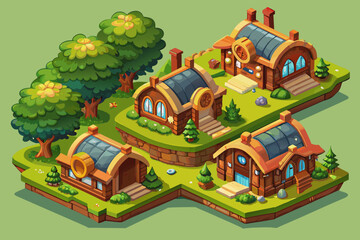 Naklejka premium Small town location casual graphics. Vector illustration
