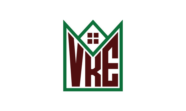 VKE initial letter real estate builders logo design vector. construction, housing, home marker, property, building, apartment, flat, compartment, business, corporate, house rent, rental, commercial