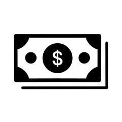 Dollar money line icon black silhouette flat icon isolated on white