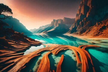 sunrise in the mountains generated by AI technology