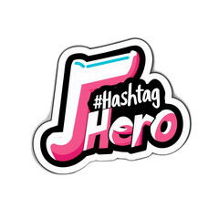 Inspirational hashtag hero sticker for branding and marketing campaigns.