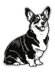 Corgi sticker with a white outline, showcasing the small, furry breed in a cute pose.