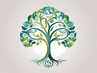 abstract tree logo with colorful leaf
