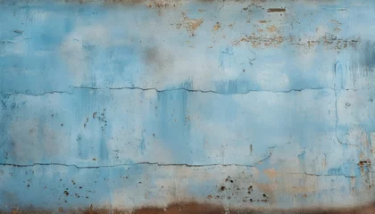 Fotobehang Old weathered painted grunge metal sheet surface with faded and cracked paint closeup as background © Rehan