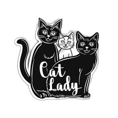 'Cat Lady' sticker, a vibrant illustration that embodies the joy and affection of cat ownership.