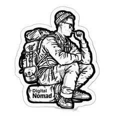 Ambition and technology meet in a digital nomad sticker, inspiring remote work possibilities.