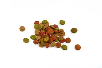 dry dog or cat food isolated on white.