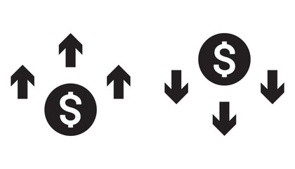Dollar price up down icon vector in flat style Money vector symbol
