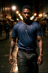 Fototapeta premium A dangerous assassin gangster lurking in urban street