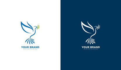 Peace dove logo. White dove, peace, flying icon design. Graphic vector illustration - obrazy, fototapety, plakaty