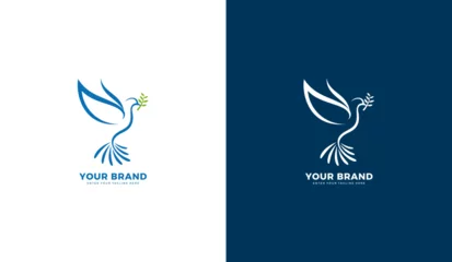 Fotobehang Peace dove logo. White dove, peace, flying icon design. Graphic vector illustration © Rouf Creative