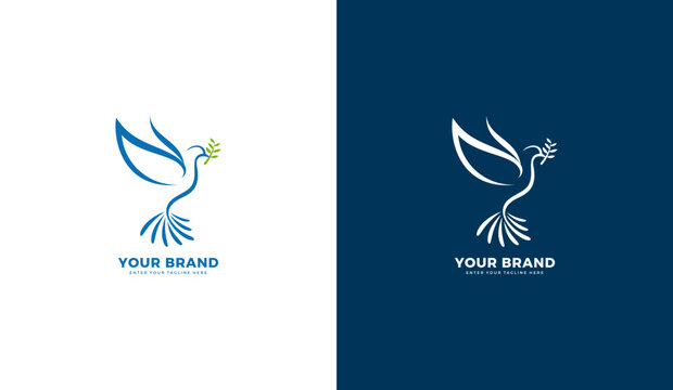 Peace dove logo. White dove, peace, flying icon design. Graphic vector illustration