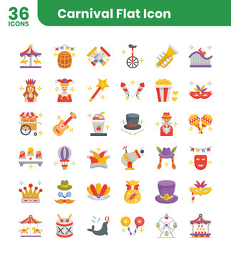 Carnival flat icons set