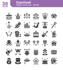 Carnival glyph icons set