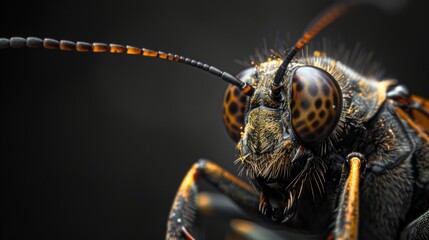 close up of a wasp on black background - obrazy, fototapety, plakaty