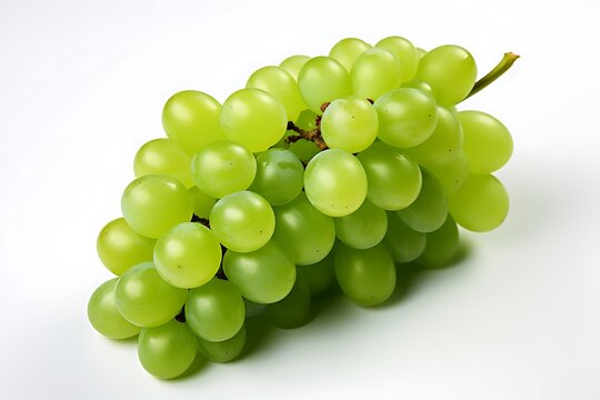 "Isolated Green Grapes on White Background - Fresh Image for Culinary Designs in Stock Photography"