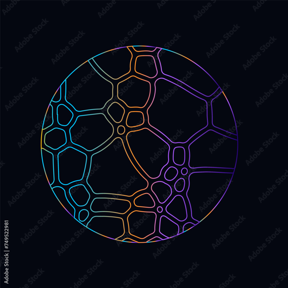Aufkleber neon holographic circle with warped and glitched texture of lines. template for modern logotype or p