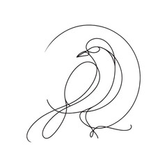 Continuous one line drawing of a bird. Simple vector illustration of a bird, hummingbird.