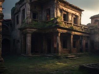 Fototapeta na wymiar Echoes of the Past: Hauntingly Beautiful Abandoned Historical Building