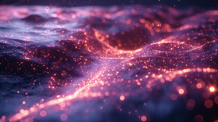 Fototapeta premium Glowing gas and particles, unknown physics effect