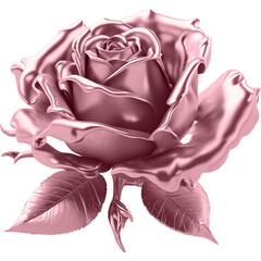 Rose flower made of rose gold. Rose gold. Render of a pink rose