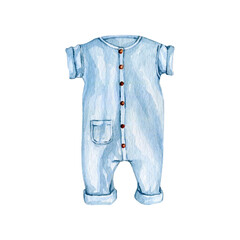 Watercolor baby clothes clipart illustration
