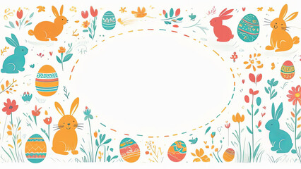 easter greeting card. easter background with eggs. easter eggs in the grass. easter card with eggs and flowers