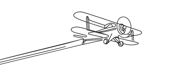 One line airplane, one continuous line airplane vector illustration, travel and tourism concept