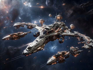 Interstellar Warzone Galactic Fleet Engagement was created with AI technology.