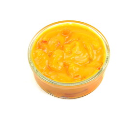Curry sauce in a bowl isolated on white background. Carry sptead.