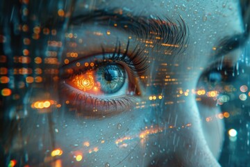 the eyes of technology and futuristic digital cyber security concept comeliness