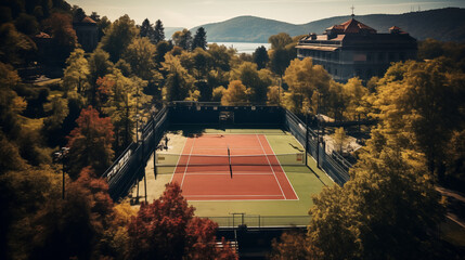 Tennis Clay Court view from the bird's eye