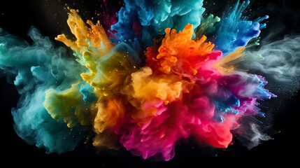 Obraz na płótnie Canvas Explosion of colored powder on black background