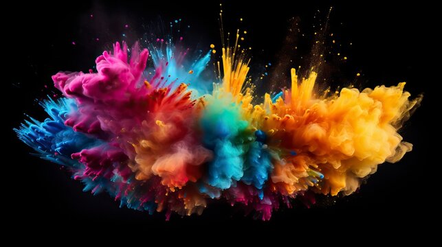 Explosion of colored powder on black background © CREATIVE STOCK