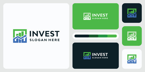 Growth graph vector logo design with statistics arrow.