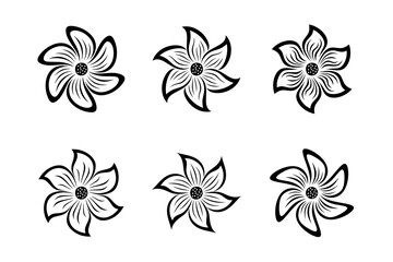 set of handrawn flowers vector design