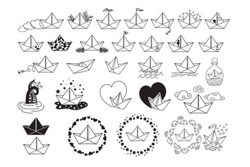 Paper Boat Bundle, Boat Silhouette, Seaside, Clipart, Ocean Lover, Vinyl Laser Cut File, DIY, Boat Maritime, Seafaring Bundle, Stencil, Boat, Office Clipart, Toys, Kids Clipart, Toy Clipart, Origami C