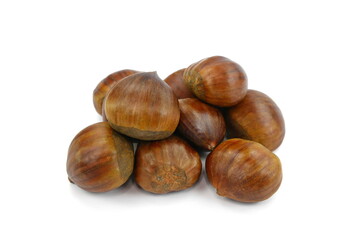 heap of chesnuts isolated on white background