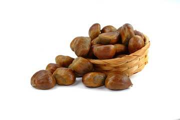 heap of chesnuts isolated on white background
